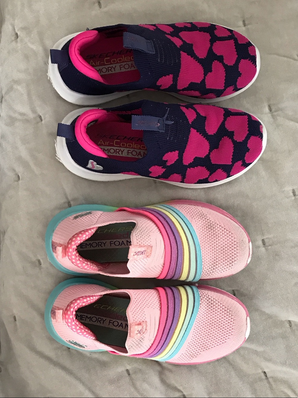 Skechers Kids' Pink & Navy Slip-On Sneakers with Rainbow Straps